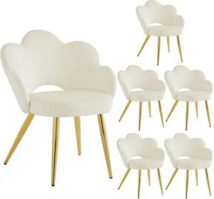 HAUSS SPOLE Esszimmerstuhl 6er ergonomischer Stuhl aus Veloursstoff, goldene Eisenbeine, Beige (6 St), modernes Design