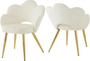 HAUSS SPOLE Esszimmerstuhl 2er ergonomischer Stuhl aus Veloursstoff, goldene Eisenbeine, Beige (2 St), modernes Design