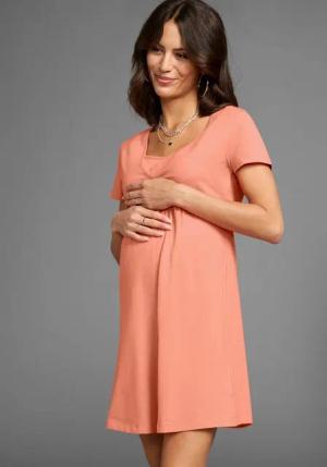 Neun Monate Umstandskleid Kurzes Schwangerschafts-Jerseykleid, Minikleid Auschnitt in Wickeloptik