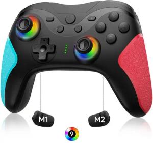 BRAIDOL Gaming Controller,Switch Controller,9 Colors LED Light Controller (1 Set, für Nintendo Switch/Switch Lite/Switch OLED Gamepad, 1000mAh RGB Controller, mit Programmierbare,Turbo,Vibration,6-Achse,Aufwachen)