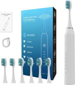 BRAIDOL Elektrische Zahnbürste Zahnbürste,Schallzahnbürste für Zahnpflege, Aufsteckbürsten: 6 St., Electric toothbrush für Erwachsene,5 Putzmodi, Reise Zahnbürsten mit 6 Zahnbürstenkopf,2-Minuten-Timer