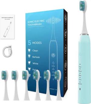 BRAIDOL Elektrische Zahnbürste Zahnbürste,Schallzahnbürste für Zahnpflege, Aufsteckbürsten: 6 St., Electric toothbrush für Erwachsene,5 Putzmodi, Reise Zahnbürsten mit 6 Zahnbürstenkopf,2-Minuten-Timer