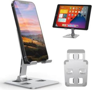BRAIDOL Handyständer,Smartphone-Halterung,Handystand Tablet Halter Handy-Halterung, (bis 14,70 Zoll, Klappbarer Handyständer-Schreibtisch,Zusammenklappbar und Tragbar, 1-tlg, Winkel und Höhe verstellbar Aluminium Smartphone-Halterung)