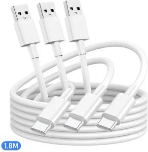 BRAIDOL USB-Kabel, USB-C auf USB-A (180 cm 3Pack), Schnellladekabel, USB-Kabel, USB-C, USB-A, Ladekabel, Datenkabel, Adapterkabel für Smartphone & Tablet - 1.8m