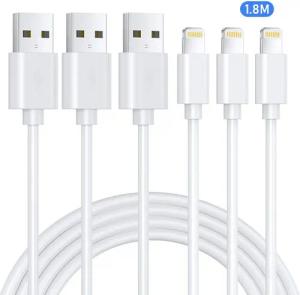 BRAIDOL Ladekabel passt für Apple iPhone, 3x Lightningkabel, 1.8m Kabel USB-Kabel, Lightning auf USB-A Kabel, passt für iPhone 8 11 12 13 14 X XS XR Pro Max Mini