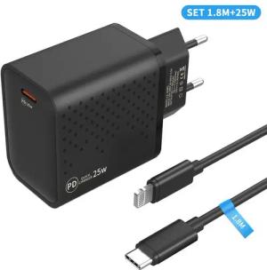 BRAIDOL Ladeset 25W Schnellladegerät USB-C Lightningkabel passt für iPhone USB-Ladegerät (2,22 mA, 1.8m, USB-Ladegerät, mit 25W Ladestecker, 1-tlg., 1x Adapter 25 Watt + 1x 1.8m Ladekabel USB-C auf Lightning, passt für iPhone 14 Pro Max 14 Plus 13 12 11 X