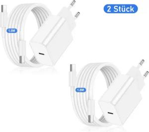 BRAIDOL Ladeset Schnellladegerät und 1.8M Ladekabel passt für Apple iPhone 15 USB-Ladegerät (2,22 mA, 2 Stück,20W USB C Ladestecker Netzteil Stecker, Adapter mit Typ C, 2-tlg., Schnellladekabel, für Apple iPhone 15 Plus 15 Pro Max MacBook Pro iPad Air Sam