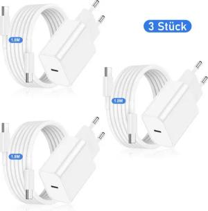 BRAIDOL Ladeset Schnellladegerät und 1.8M Ladekabel passt für Apple iPhone 15 USB-Ladegerät (2,22 mA, 3 Stück,1.8m 20W USB C Ladestecker Netzteil Stecker, Adapter mit Typ C, 3-tlg., Schnellladekabel, für Apple iPhone 15 Plus 15 Pro Max MacBook Pro iPad Ai