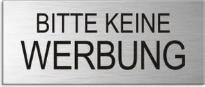 OFFORM DESIGN Hinweisschild Bitte keine Werbung Schild Briefkastenschild 60x25 mm Aluminium