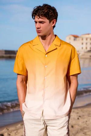 Herren-Strandhemd in Ombre-Orange