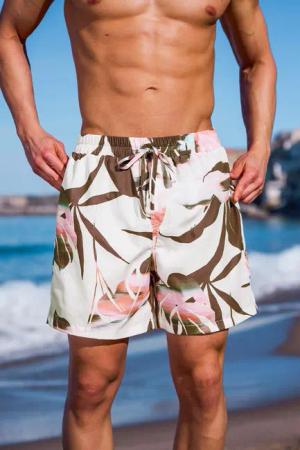 Tropische Pink Herren-Badehose mit Kordelzug