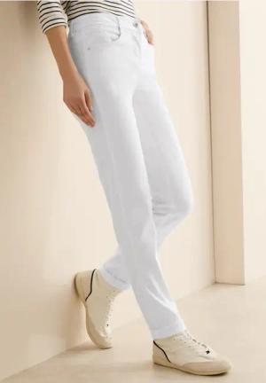 Cecil Damen Slim Fit Jeans in Weiß, Gr: 26