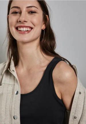 Street One Frauen Basic Top in Unifarbe in Schwarz, Gr: 44
