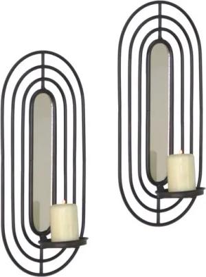 moebel-direkt-online Wandkerzenhalter aus Metall mit Dekospiegel (Auch als 2tlg. Spar-Set, 2 St), aus metall