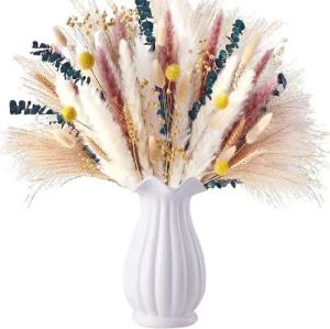 Trockenblume Pampasgras Getrocknet, Natürliche Trockenblumen deko, BRAIDOL, Höhe 45 cm, Pampasgras Getrocknet Boho-Stil für Blumen Arrangements Heim Decor