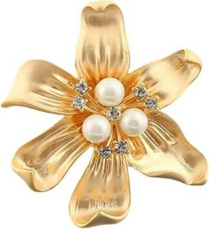 YRIIOMO Brosche Elegante und stilvolle Brosche mit Blumenmotiv und Perlenakzenten –, Perfektes Accessoire für verschiedene Outfits und Anlässe