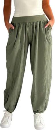 Mississhop Haremshose Damen Baumwolle Aladinhose Unifarbe Hose Sommerhose M.297