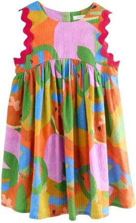 Next Sommerkleid Sommerkleid mit Zickzacklitze aus 100 % Baumwolle (1-tlg)