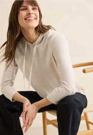 Cecil Damen Leichter Hoodie in Beige, Gr: XS