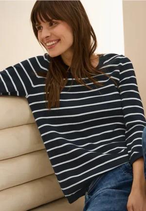 Cecil Damen Gestreifter Pullover in Blau, Gr: XS