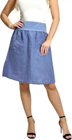 Mississhop A-Linien-Rock Leinen Rock Sommerrock locker Freizeit 100% Leinen M.358