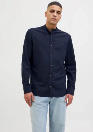 Jack & Jones Langarmhemd "JJESUMMER BAND SHIRT LS SN", mit Bandkragen