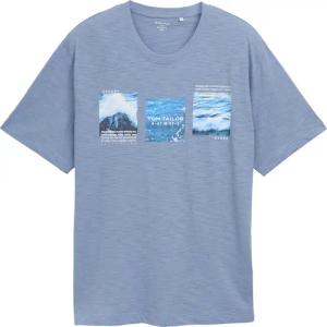 TOM TAILOR Herren Plus Size - T-Shirt mit Foto-Print, blau, Uni, Gr. 3XL