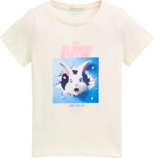 TOM TAILOR Mädchen T-Shirt mit Print, weiß, Uni, Gr. 104/110