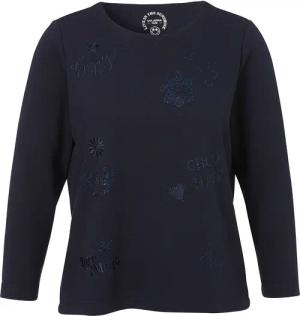 Marine Sweatshirt mit Ton-in-Ton Motiven, geschmückt