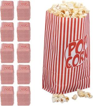 relaxdays Snackschale 1440 x Popcorntüten rot-weiß, Papier