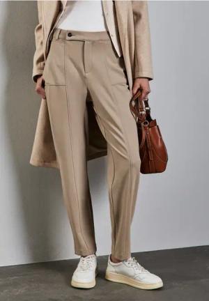 Street One Frauen Hose im Casual Fit in Beige, Gr: 44