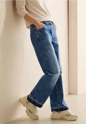 Cecil Damen Wide Leg Jeans in Blau, Gr: 30