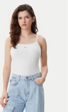 Tommy Jeans Top Essential DW0DW20675 Écru Slim Fit