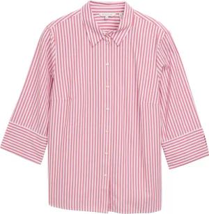 TOM TAILOR Damen Plus Size - Loose Fit Bluse mit Streifenmuster, rot, Gestreift, Gr. 44