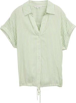 TOM TAILOR Damen Loose Fit Bluse mit Streifenmuster, grün, Gestreift, Gr. 36