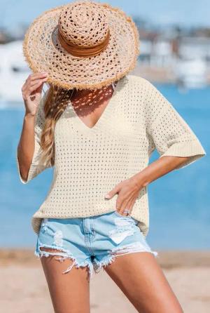 Beige Lockeres Strandtop