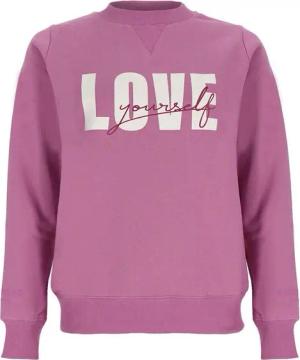 salzhaut Rundhalspullover Damen Pullover Rabhahn mit Love-Yourself-Print - Pulli mit Rundhals
