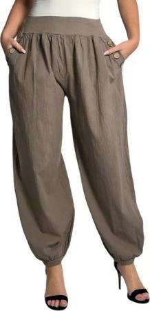Mississhop Haremshose Damen Baumwolle Aladinhose Unifarbe Hose Sommerhose M.297