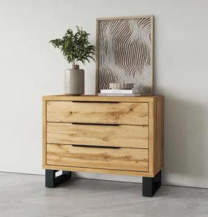 Home affaire Schubkastenkommode "Bronne, 99,5x83x45cm Kommode, Metallgriffe", Füße in Kufenform, Sideboard 3 Schubladen, Schlafzimmerkommode