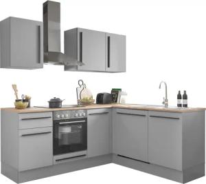 BASIC by Balculina Winkelküche "Denver, Küche BxHxT 220/115 x 211 x 60", Breite 220 cm, wahlweise mit E-Geräten und Induktion
