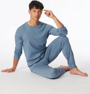 Schlafanzug Doppelripp & Jersey lang Bündchen blau-jaspe - Modern Nightwear 52