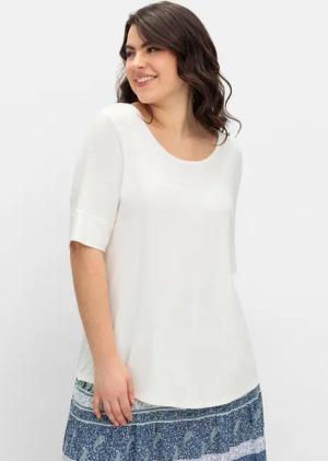 Sheego Jerseyshirt mit abgerundetem Saum, wollweiß, Gr.50