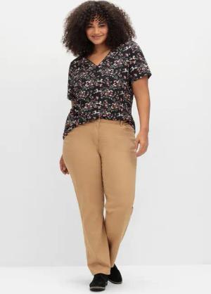Sheego Gerade Jeans mit seitlichem Stretchbund, camelfarben, Gr.50