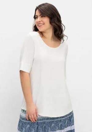 Jerseyshirt mit abgerundetem Saum, wollweiß, Gr.52