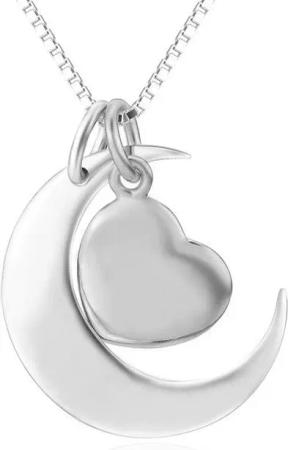 Schmuck-Elfe Kette mit Anhänger Mond und Herz classic, 925 Silber poliert