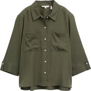 TOM TAILOR Damen Bluse im Utility-Look, grün, Uni, Gr. 44