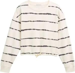 TOM TAILOR Mädchen Cropped Sweatshirt im Batik-Look, schwarz, Gestreift, Gr. 128