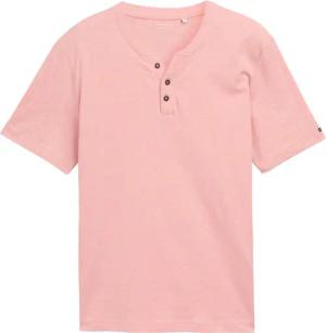 TOM TAILOR Herren Henley T-Shirt aus Baumwolle, rot, Gestreift, Gr. XL
