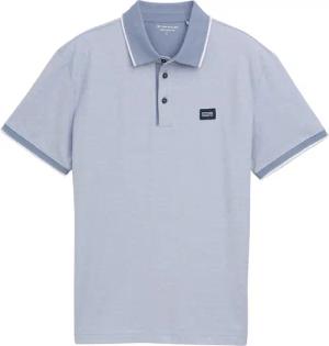 TOM TAILOR Herren Piqué Poloshirt mit Logo-Label, blau, Meliert, Gr. L