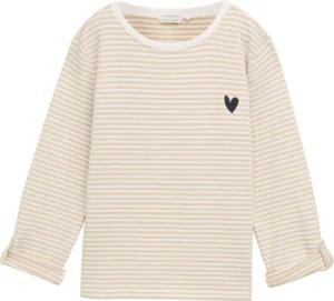 TOM TAILOR Damen Loose Fit Sweatshirt mit Streifenmuster, beige, Gestreift, Gr. XS